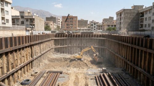 سازه نگهبان شمع درجا در گودبرداری