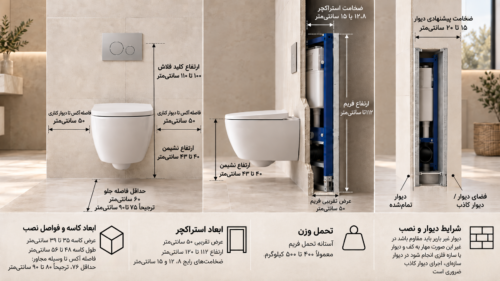 ابعاد و فواصل استاندارد نصب وال هنگ و استراکچر توکار