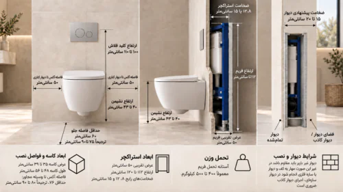 ابعاد و فواصل استاندارد نصب وال هنگ و استراکچر توکار